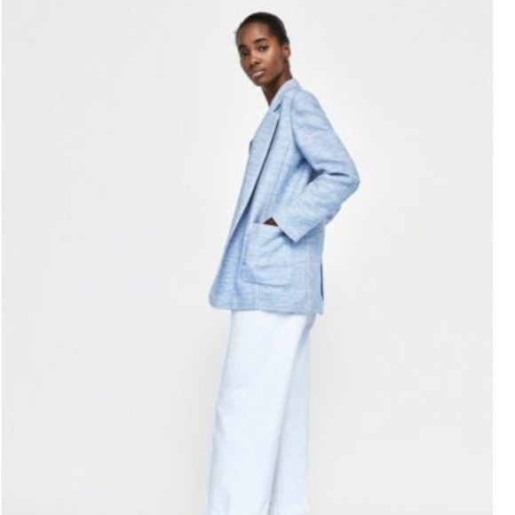 Zara Jackets & Blazers - Zara Long Sleeve Textured Weave Blue Blazer Med
